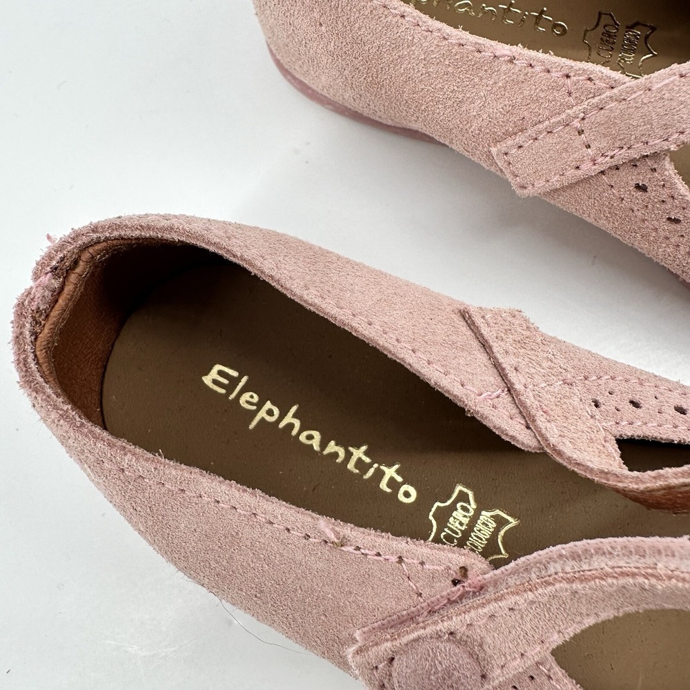 Elephantito Suede Leather Mary Jane Scalloped Edge Pink Girls Size 7 US 24 EU - Picture 10 of 12